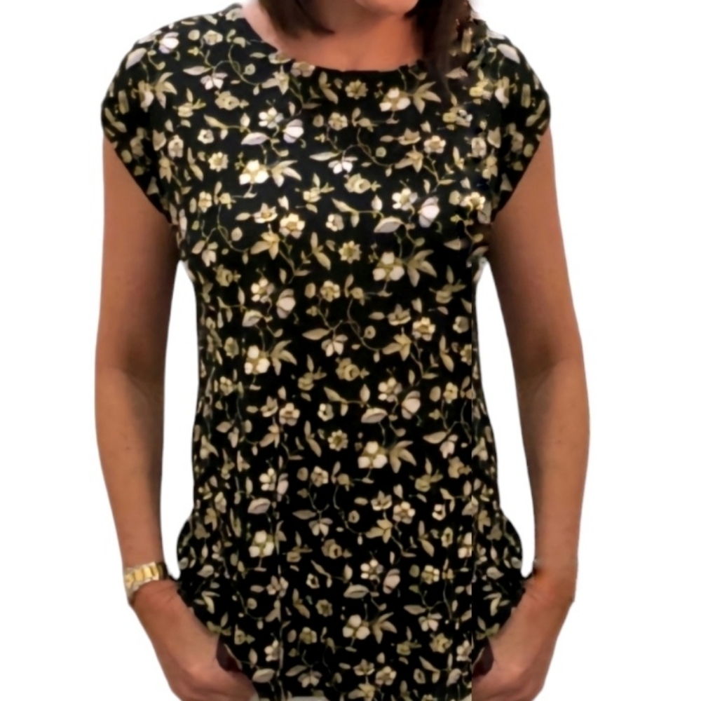 LOFT YELLOW AND BLACK FLOURAL TOP